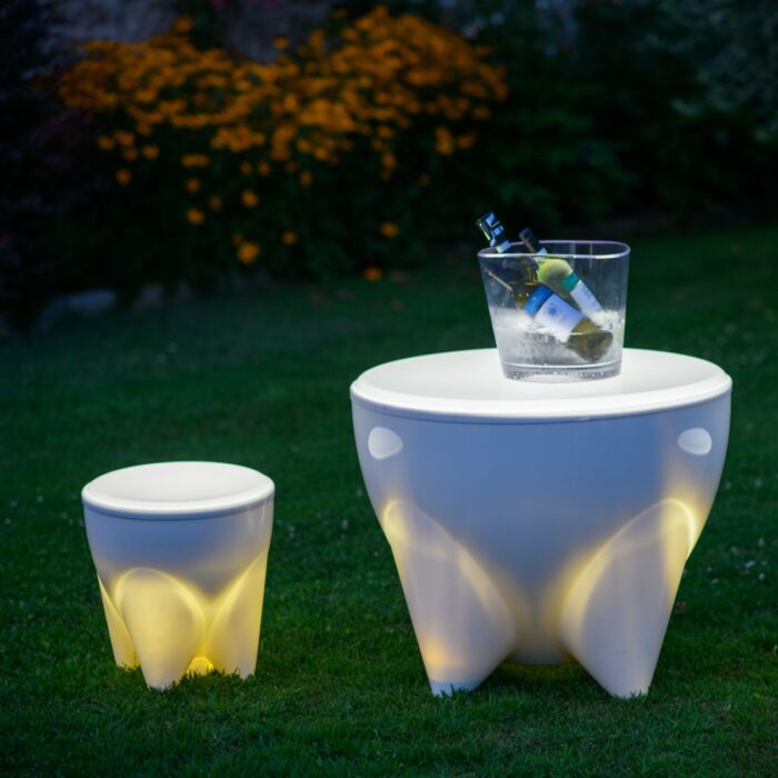 KROCUS Tavolino Bianco Luminoso luce LED RGB Batteria Ricaricabile - immagine 4